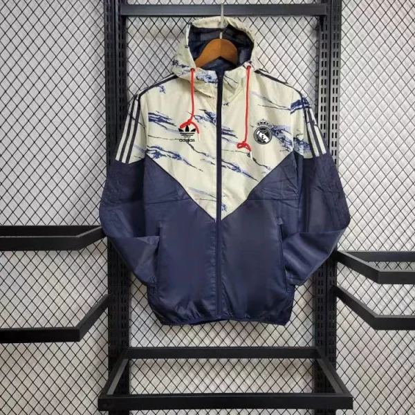Real Madrid Cream-Blue Windbreaker Real Madrid Cream-Blue Windbreaker