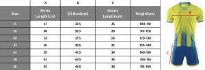 kids kits size chart